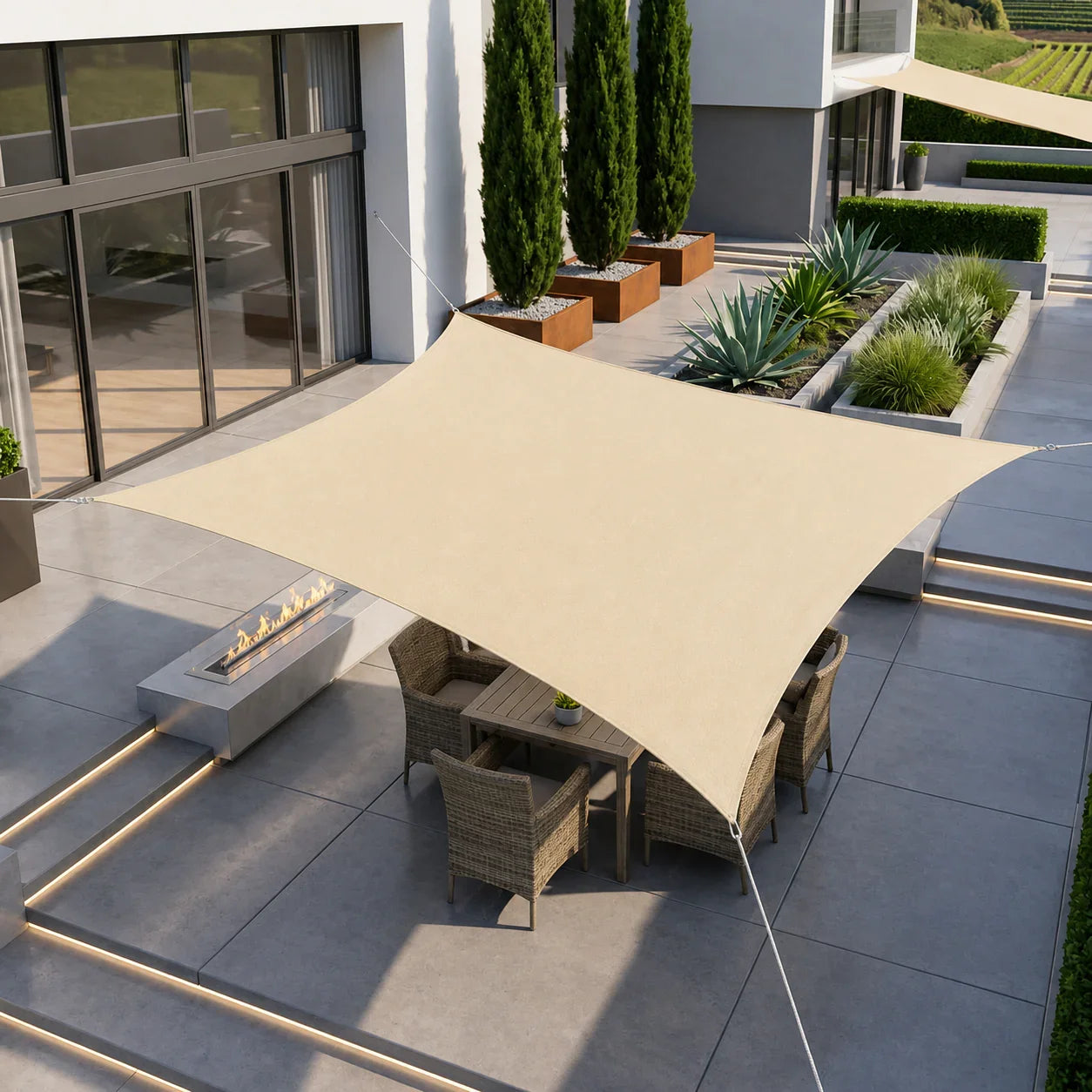 Toile d'ombrage Rectangulaire Beige - Toiles Ombrage