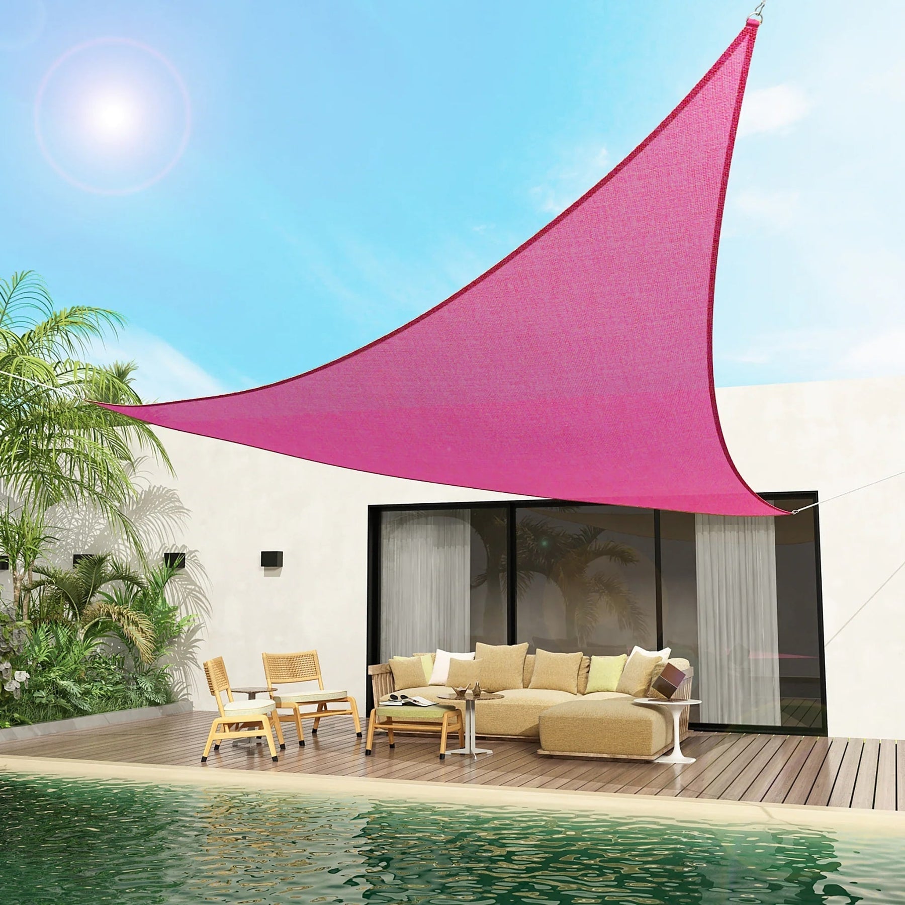 Toile d'ombrage Triangulaire Magenta - Toiles Ombrage